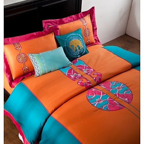  /Bohemia embroid Bedding Sets Queen King Size Cotton Bedcover