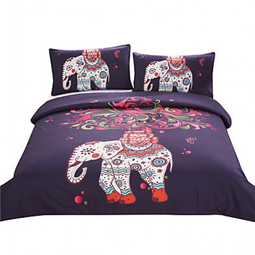  Bedding Elephant Tree Black Printed Bohemia Duvet...