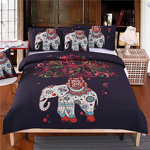  Bedding Elephant Tree Black Printed Bohemia Duvet Cover Set Bedspread Twin Full Queen King Factory