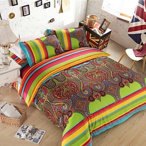 Stripe Polyester 4 Piece Duvet Cover Sets