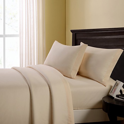 Beige Solid Microfiber Sheet Sets