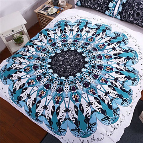 Swirl Bedding Set Blue Red Twill Bohemian Bedclothes Multi Sizes 3pcs Stylish Duvet Cover