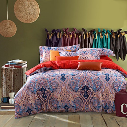 4PC Duvet Cover SetBohemia Style Cotton Pattern Qu...