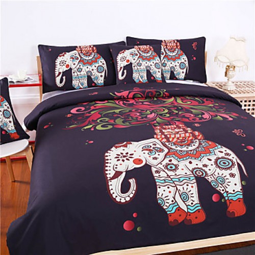  Bedding Elephant Tree Black Printed Bohemia Duvet Cover Set Bedspread Twin Full Queen King Factory