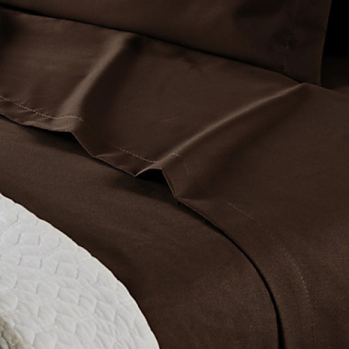 Brown Solid Microfiber Sheet Sets