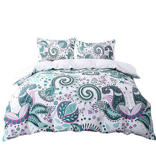 Green Bedding Set Floral Mandala Duvet Cover White...