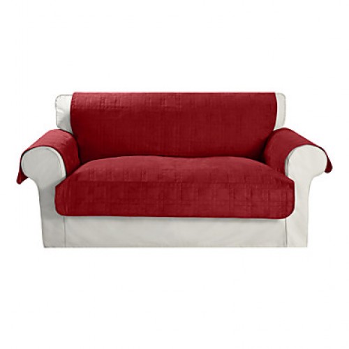 Waterproof Microsuede Solid Cube Quilting Loveseat Cover  