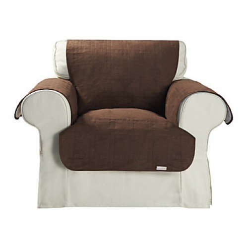 Waterproof Microsuede Brown Solid Cube Quilting Chair Cover  