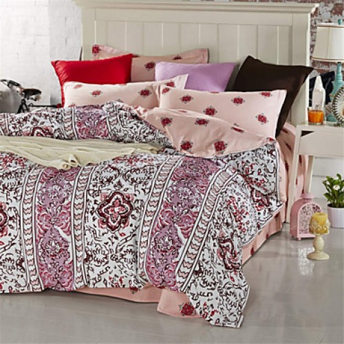 Classic Bedding Set Reversible European Bedspreads Cotton Satin Durable Bed Cover Queen 4pcs Bedlinen
