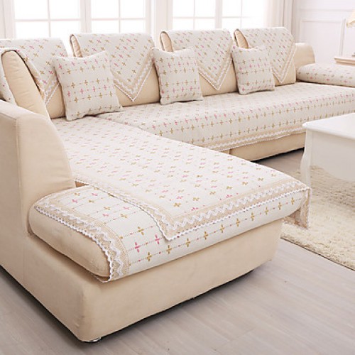 Cotton/linen old coarse Slip-resistant Slipcover Fashion Four Seasons Fabric Sofa Cushion Pink Floral Summer Sofa Cover  