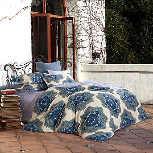 4PC Duvet Cover SetBohemia Style Cotton Pattern Qu...