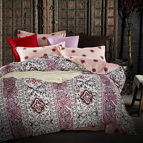 Classic Bedding Set Reversible European Bedspreads Cotton Satin Durable Bed Cover Queen 4pcs Bedlinen