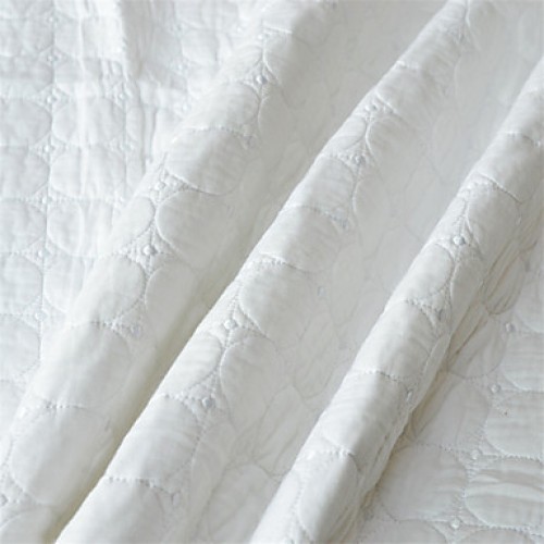 3PC Quilt Sets Full Cotton Pure White Jacquard 92"W*106"L