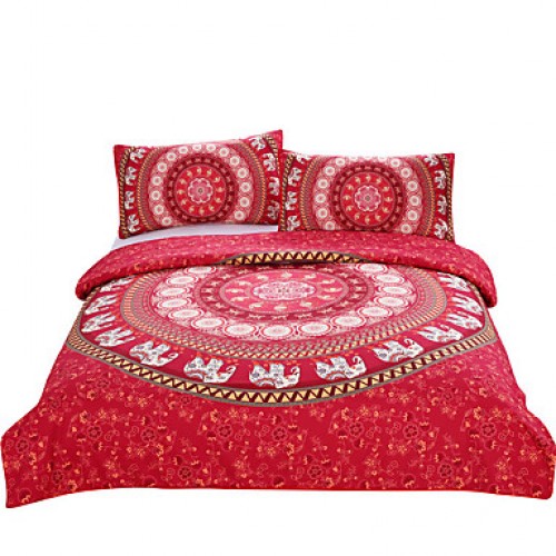 Red Mandala Bedding Home Elephant Messenger Indian...