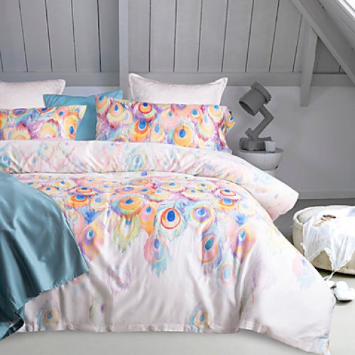 Luxury Egyptian Cotton 4PC Duvet Set Floral Patter...