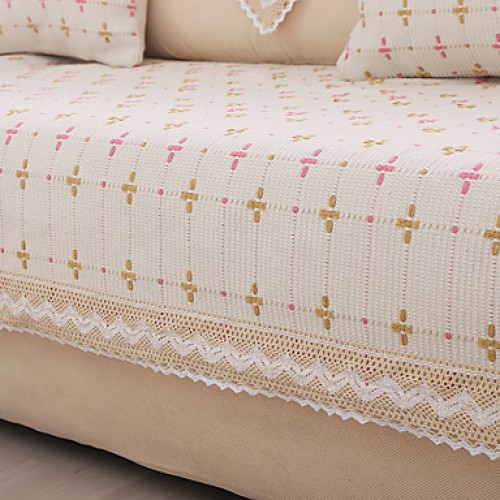 Cotton/linen old coarse Slip-resistant Slipcover Fashion Four Seasons Fabric Sofa Cushion Pink Floral Summer Sofa Cover  
