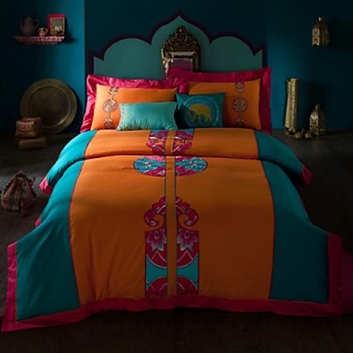 /Bohemia embroid Bedding Sets Queen King Size Cotton Bedcover