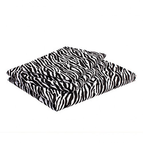 Sheet Set,4-Piece Microfiber Black Zebra Stripes with 12" Pocket Depth