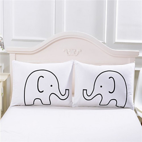 Decorative Pillow Case a Pair of Elephants Body Pillowcase Best Valentine's Day Gifts Home a Pair 50cmx75cm