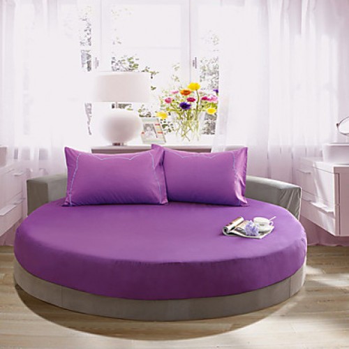 Round Bedsheet Diameter 2m or 2.2meter +2Pcs Pillowcases 100 Cotton Mattress Cover/Case