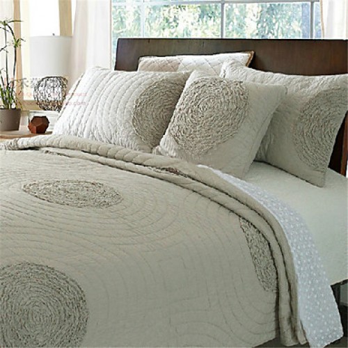 3PC Quilt Sets Full Cotton Embroider 90"W*98"L